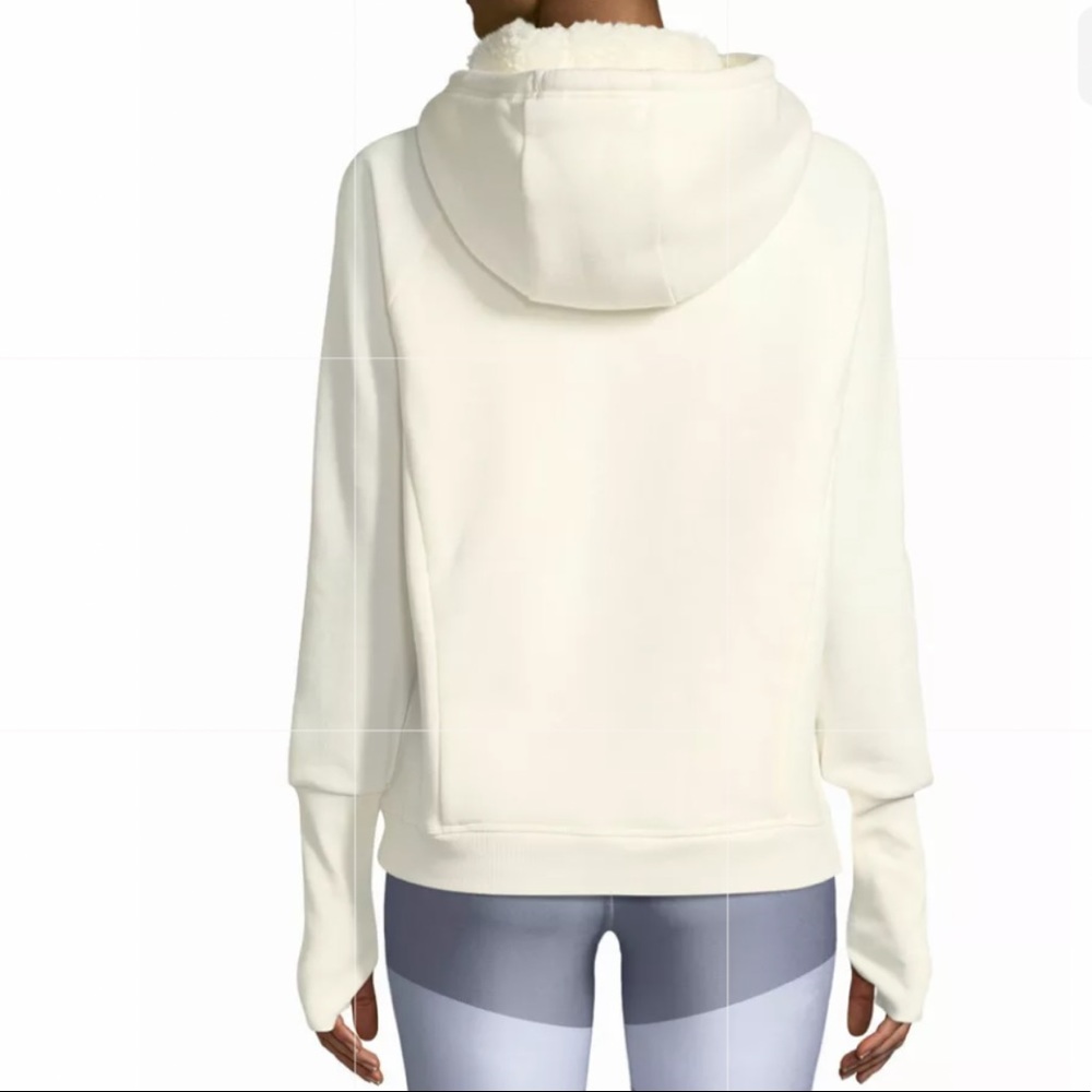 Alo Knit Fleece Lined Long Sleeve Hoodie Sweatshirt White Small off white - Picture 6 of 8